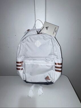 Adidas Classic 3S Backpack White Rose Gold Laptop Bag NWT